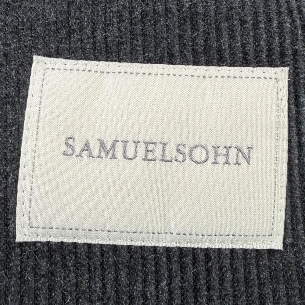 Samuelsohn Mens 42R‎ Corduroy Blazer Sport Coat Charcoal Gray Patch Pockets 0668